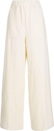 System elasticated-waistband velvet-finish flared trousers - women - Polyester/Polystyrene - 38 - White