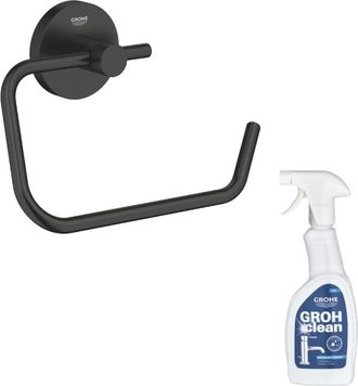 GROHE Dispensador De Papel Higi&eacute;nico De Pared Grohe Start Negro Mate + Limpiador Grohclean