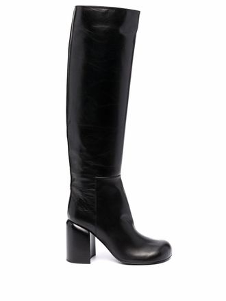Jil Sander knee-length high-heel leather boots - Black