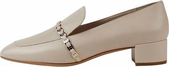 Ferragamo Womens Vara Chunky Heel Shoes In Ecru