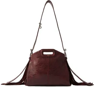Maje Miss M mini cracked leather bag in Burgundy at Nordstrom, Size Medium
