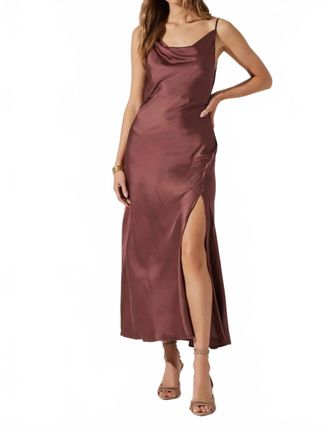 Astr Glynis Cowl Neck Midi Dress In Mulberry