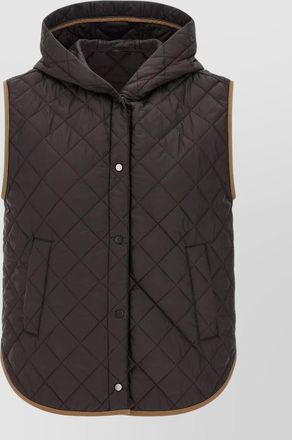 Brunello Cucinelli hooded padded gilet contrast trim pockets
