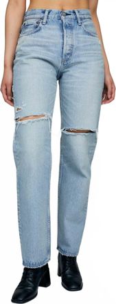 Moussy Tifton Wide Straight Jean In Light Blue