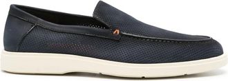 Santoni Blauwe Casual Gesloten Loafers - Heren - Loafers - Blauw - 42 EU - Leer - Schoenen