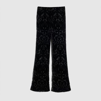 Gucci Floral Devor&eacute; Velour Pants, Black, Ready-to-wear