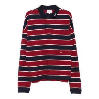 Rhude Polo a Maniche Lunghe a Righe - - Tops - Uomo - Rosso - S