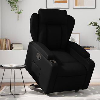 vidaXL Sill&oacute;n Reclinable Elevable Cuero Artificial Negro Vidaxl