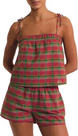 Etam Vagabonde Plaid Cotton Pajama Camisole in Fuchsia at Nordstrom, Size X-Small
