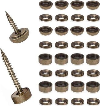 OEM Tornillos Decorativos Para Espejos Con Tapas - 16 Piezas De Lat&oacute;n, Tornillos Autorroscantes De 9 Mm Y 12 Mm Para Decoraci&oacute;n De Madera Y Espejos