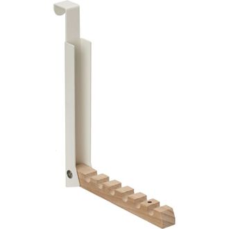 Relaxdays Relaxdays - Set 10 Colgadores Plegables Puerta, Gancho Con 6 Ranuras Perchas Ropa, Perchero Metal Y Madera, 21 X 2,5 X 18 Cm, Crema