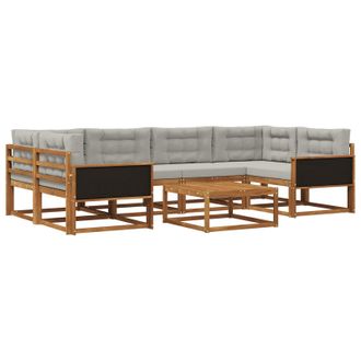 vidaXL Conjunto De Sof&aacute;s De Exterior 7 Pcs Natural Y Gris Claro Vidaxl