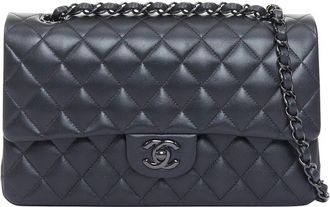 Chanel Black Quilted Leather Classic Double Flap Shoulder Bag (Authentic Pre- Loved)