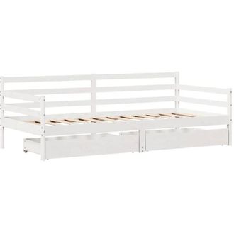 vidaXL Sof&aacute; Cama Con Cajones Madera Maciza De Pino Blanca 90x190 Cm Vidaxl