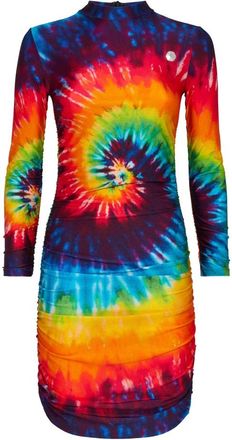 Philipp Plein Korte Jurk Tie Dye - Dames - Feestkleedjes - Veelkleurig - XL - Leer - Kleedjes