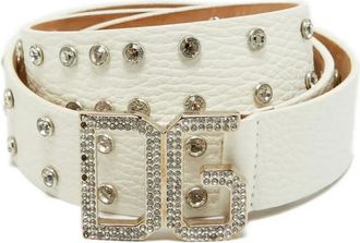 Dolce & Gabbana DG-buckle crystal-embellished belt - White