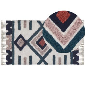 Beliani Beliani - Alfombra De Algod&oacute;n Multicolor 80 X 150 Cm Hecha A Mano Patr&oacute;n Escandinavo Sala De Estar Kozlu