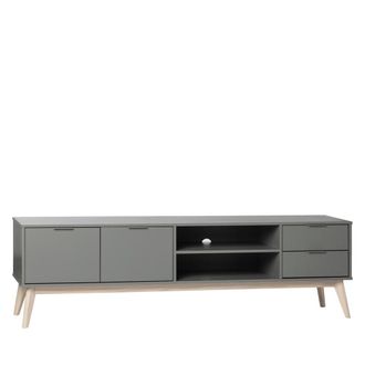 Klast Mueble Tv efecto madera verde antracita 180x53 cm