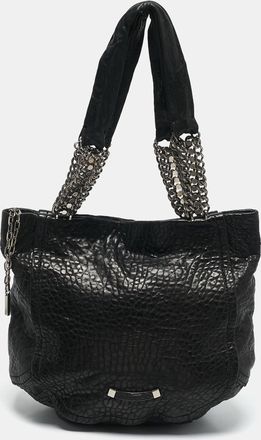 Jimmy Choo London Black Pebbled Leather Large Nica Tote