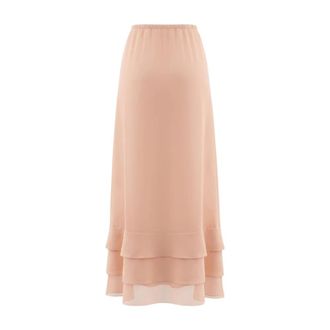 Simone Rocha Midi Skirts, female, Pink, Size: 2XS Tiered Scalloped Hem Skirt