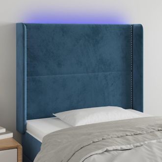 vidaXL Cabecero Con Led De Terciopelo Azul Oscuro 83x16x118/128 Cm Vidaxl