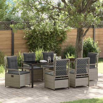 vidaXL Conjunto De Comedor De Jard&iacute;n 7 Pcs Gris Claro Rat&aacute;n Sint&eacute;tico Vidaxl