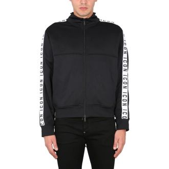 Dsquared2 Icon Band Sweatshirt met Ritssluiting - Heren - Sweatshirts & Hoodies - Zwart - Maat: 3XL Katoen