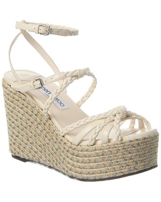 Jimmy Choo London Nyra 100 Leather Wedge Sandal