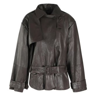 Rotate Biker Leren Jas - Dames - Leren en Su&egrave;de Jassen - Bruin - XS - Leer - Jassen