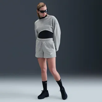 Nike Womens Nike Sportswear Club Fleece Mid-Rise Shorts in Grey | DQ5802-063