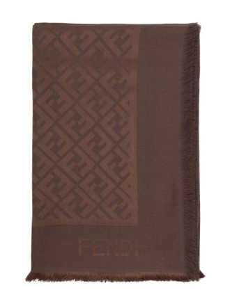 Fendi FF-monogram silk scarf - women - Silk/Wool - One Size - Brown