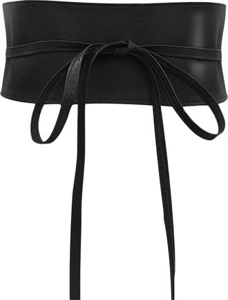 Generic Women Wide Waist Belt - Faux Leather Elastic Wrap Around Waistband - Womens Stretch Band Belt with Bowknot for Dresses Shirts (Black)