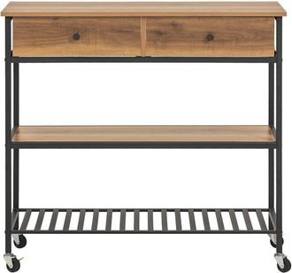 SoBuy Carrito de cocina con 2 estantes y 2 cajones metal marrón