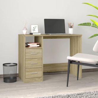 Berkfield Home Desk with Drawers Sonoma Oak 102x50x76 cm Engineered Wood in Brown | Size: 102 x 50 x 76 cm