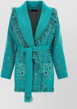 Alanui bandana knit cardigan belt fringe pattern