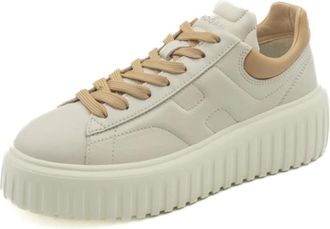Hogan Gestreepte Damesschoenen Ss 25 - Dames - Sneakers - Beige - 35 EU - Leer - Schoenen