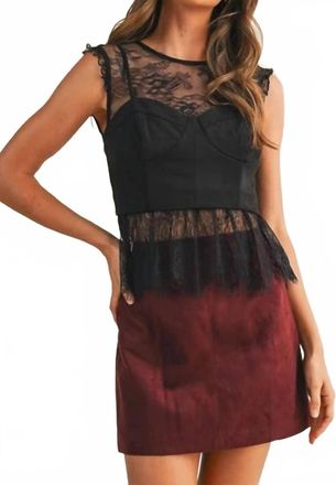 Mustard Seed Lace With Corset Sleeveless Top In Black
