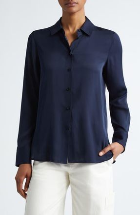 Vince Slim Silk Blouse in Coastal at Nordstrom, Size Medium