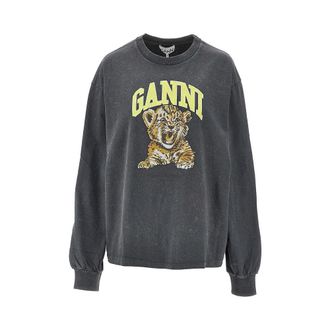 Ganni Cotton T-shirt with Tiger print Woman M