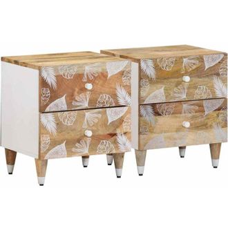 vidaXL Comodini 2pz 40x33,5x46 cm in Legno Massello di Mango - Vidaxl