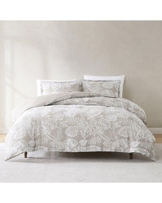 Lush Décor Bali Tropical Leaves Gauze Jacquard Duvet Cover Set