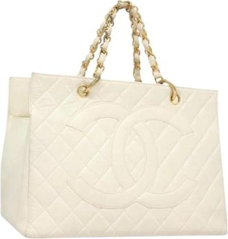 Chanel Pre-owned Tote Bags, female, White, Size: ONE SIZE Pre-owned Vintage Caviar Skin Hand Bag