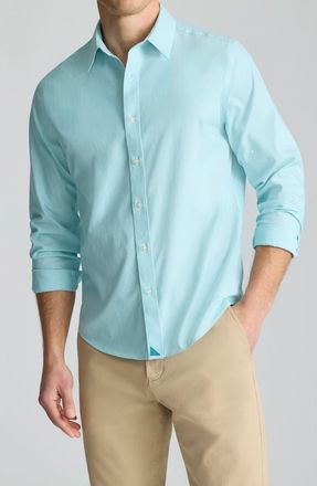UNTUCKit Bordeaux Pinstripe Wrinkle Free Cotton Button-Up Shirt in Baltic at Nordstrom, Size X-Large