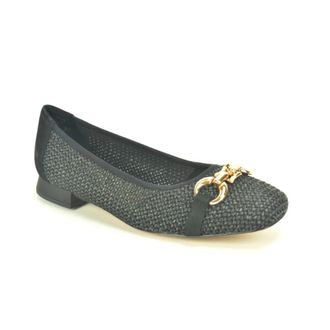Caprice Raffia Ballerine +Gar. Plat - Dames - Ballerinas - Zwart - 40 EU - Schoenen