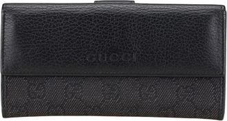 Gucci Black Canvas Leather Long Wallet (Bi-Fold) (Pre-Owned)