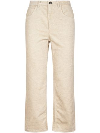 Isabel Marant Textured Straight-Leg Trousers with Cropped Length