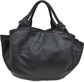 Loewe Anagram Handbag Leather Black Leather Handbag (Pre-Owned)