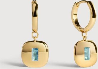 Monica Vinader Gold Gemdrop Small Hoop Earrings Blue Topaz