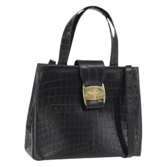 Ferragamo Pre-owned Handbags, female, Black, Size: ONE SIZE Pre-owned Leather Handbag