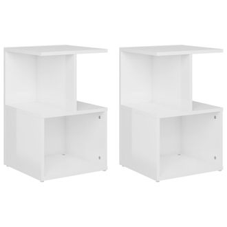 vidaXL Mesitas De Noche 2 Uds Contrachapada Blanco Brillo 35x35x55 Cm Vidaxl